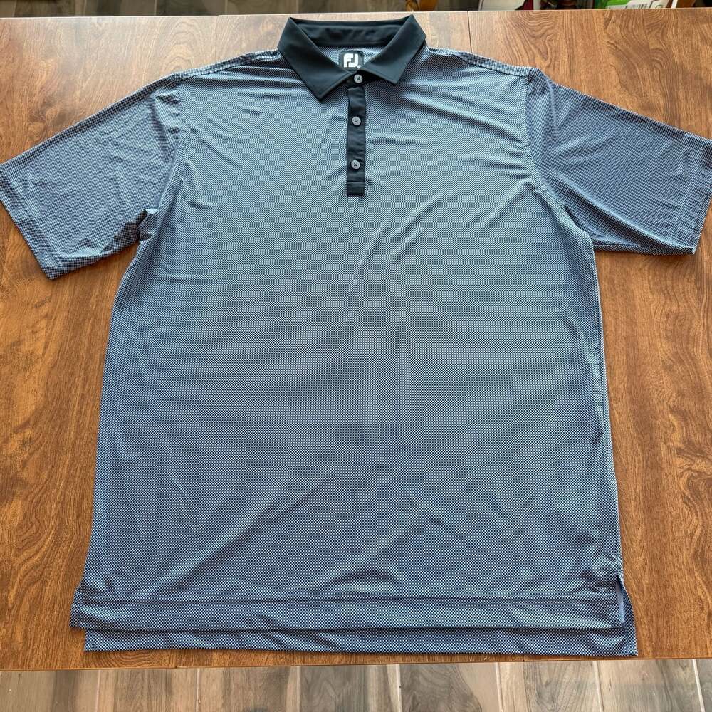 FootJoy Men's Black and Gray Micro Checkered Performance Golf Polo Shirt XL